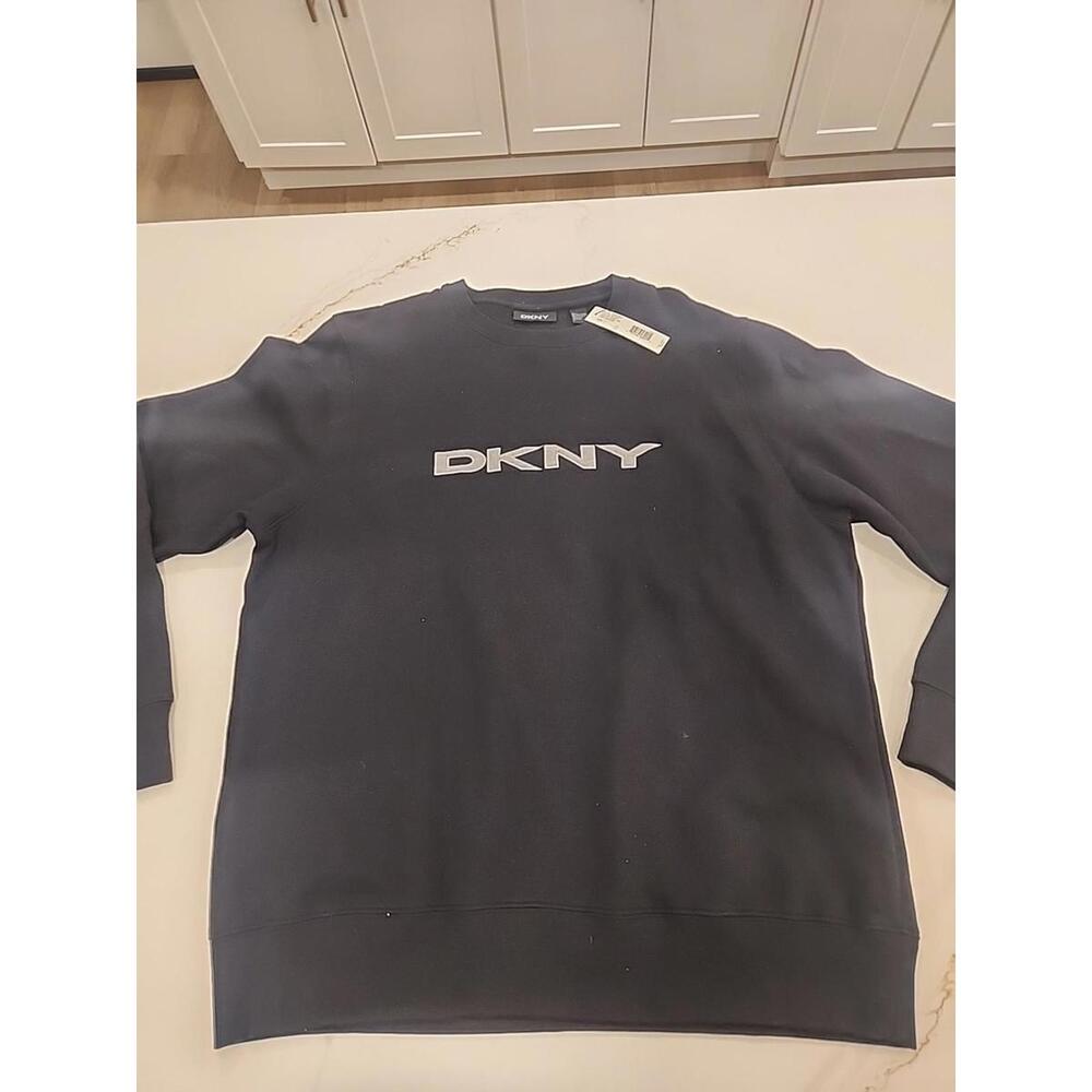 DKNY Spell Out Black Vintage Vtg Sweatshirt Made USA LARGE NWT